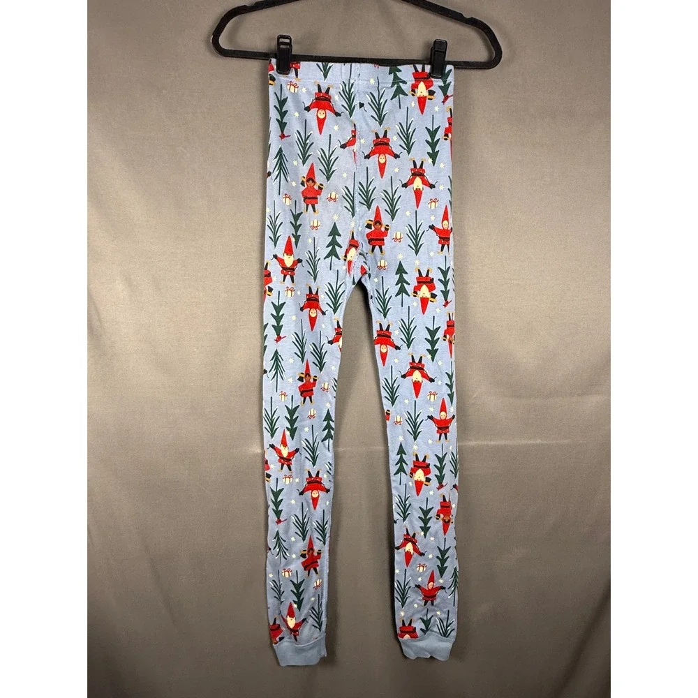 Hanna Andersson Pajama Set Kids 14-16 Blue Gnome Holiday Organic Cotton PJ Set